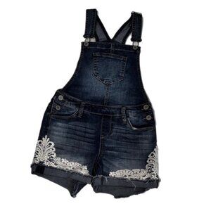 SO Denim Lace Lined Medium Wash Jumpsuit Romper Girl's Size 8 NWOT